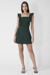 Full body front view of the French Connection Chelsea Dress - Laurel Green