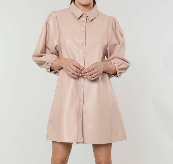 Dolce Cabo Soft Vegan Leather Dress - Soft Pink