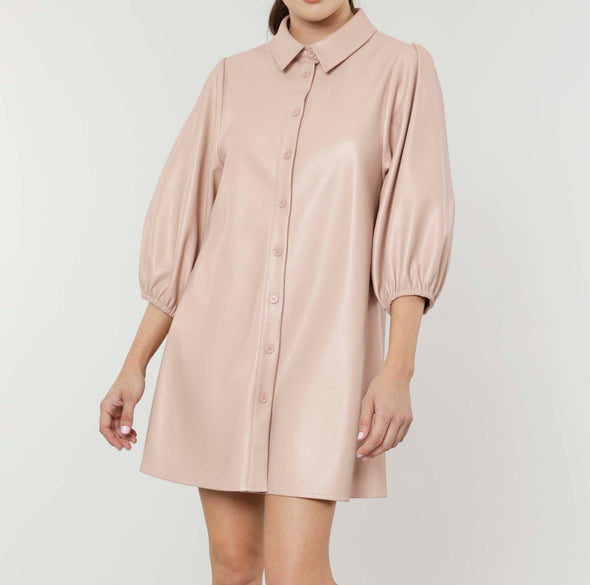 Dolce Cabo Soft Vegan Leather Dress - Soft Pink