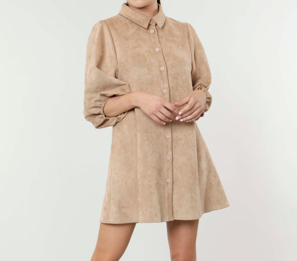 Dolce Cabo Soft Faux Suede Dress - Camel