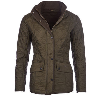 Flat view of the Barbour Cavalry Polarquilt Jacket Dk Olive