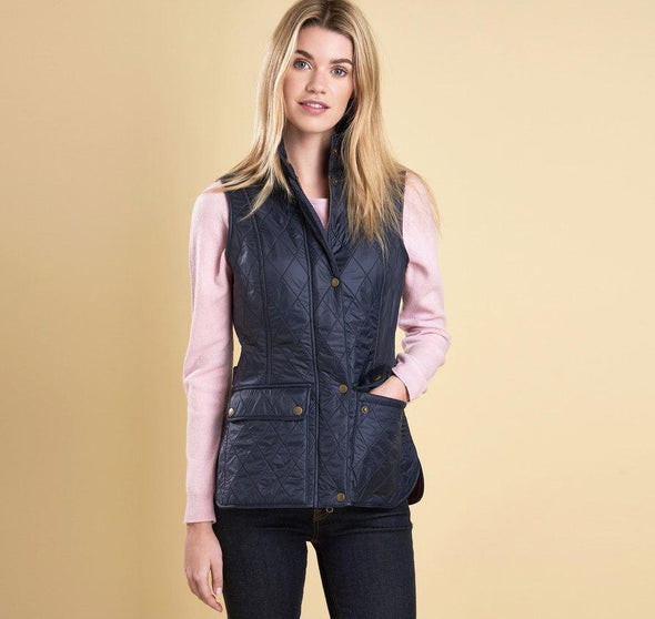 Model in the Barbour Wray Gilet Vest - Navy