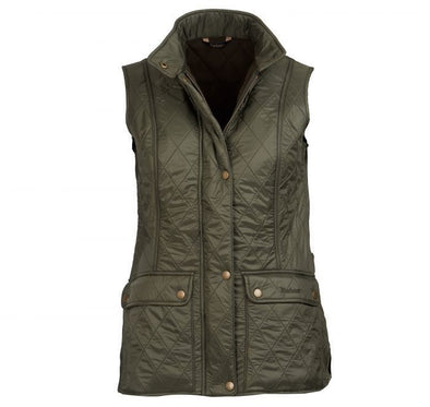 Front view of the Barbour Wray Gilet Vest - Olive