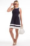 Full body view of Duffield Lane Carroll Dress - Navy/White