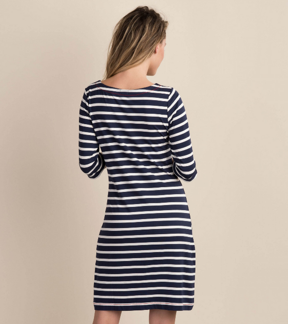 Back view of the Hatley Lucy Dress - Classic Stripes
