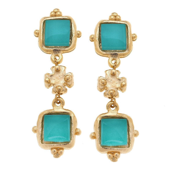 Flat view of the Susan Shaw Charlotte Deux Tier Earrings