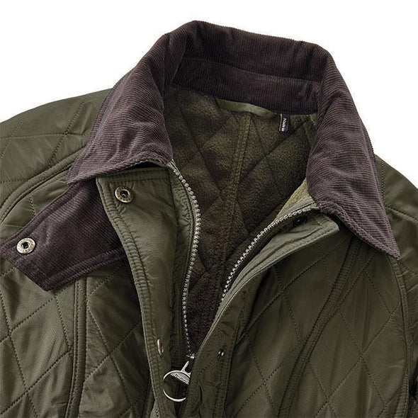 Collar view of the Barbour Beadnell Polarquilt Olive Jacket