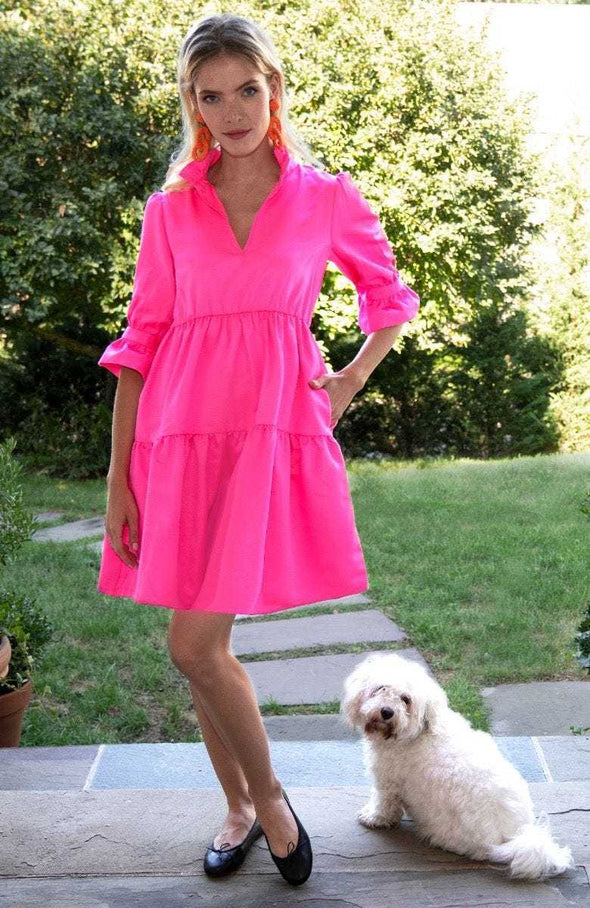 Full body view of the Gretchen Scott Teardrop Dress - Faille - Pink