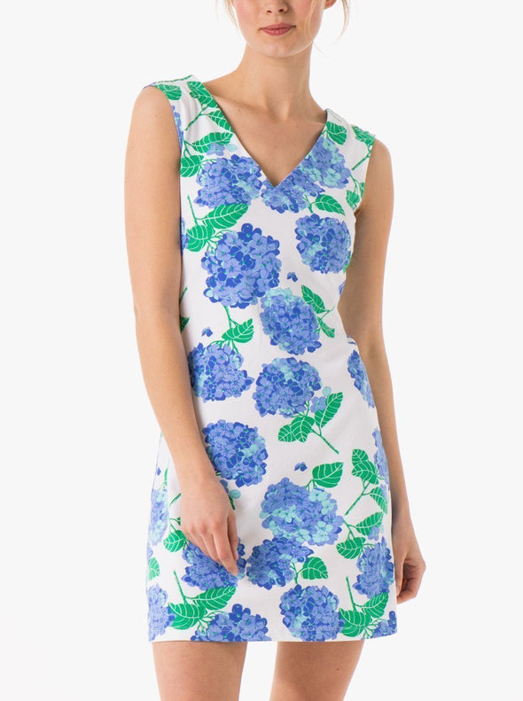 Mahi Gold Paradise Dress - Hydrangea Walk Blue
