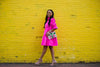 Outdoor model in the Gretchen Scott Teardrop Dress - Faille - Pink