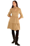 Full body view of the Gretchen Scott Teardrop Dress - Ultra Suede - Beige