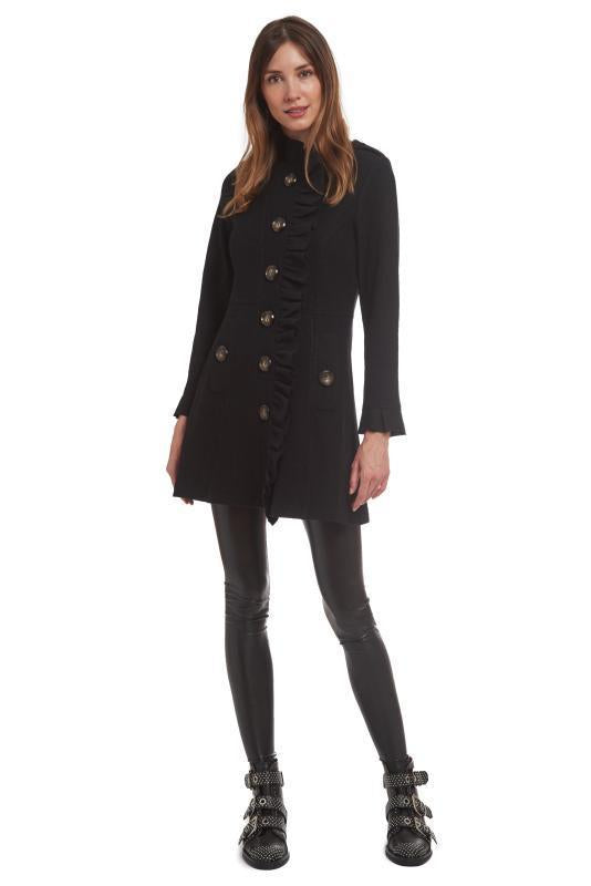 Full body view of the Patty Kim Claudia Wool Coat - Black