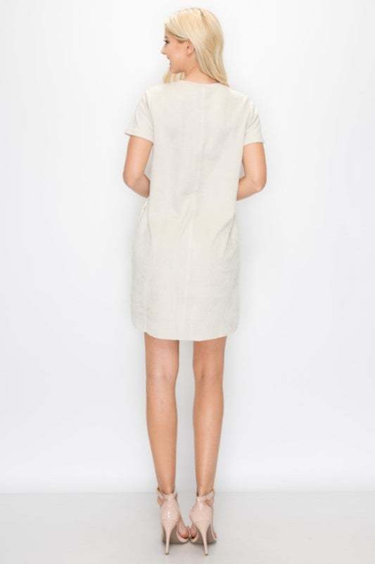 cream suede dress ASOS DESIGN drape back suede midi dress in cream