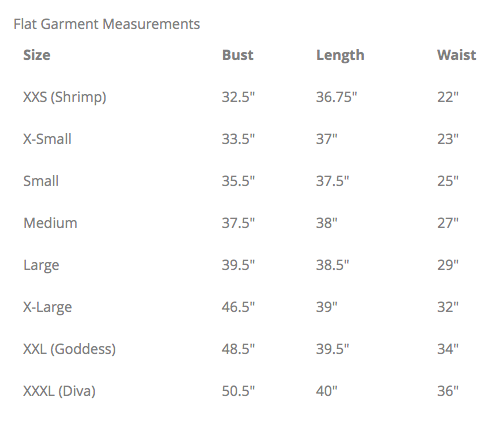 Size chart