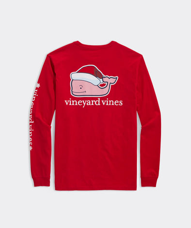 Flat view of the back of the Vineyard Vines Santa Whale Long Sleeve - Red Velvet