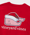 Close up view of the back detail of the Vineyard Vines Santa Whale Long Sleeve - Red Velvet