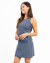 Side view of Jude Connally Beth Dress in Circle Geo Navy