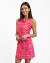 Side view of Jude Connally Beth Dress in Bamboo Lattice Spring Pink