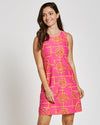 Front view of Jude Connally Beth Dress in Bamboo Lattice Pink/Apricot