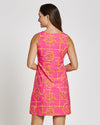 Back view of Jude Connally Beth Dress in Bamboo Lattice Pink/Apricot