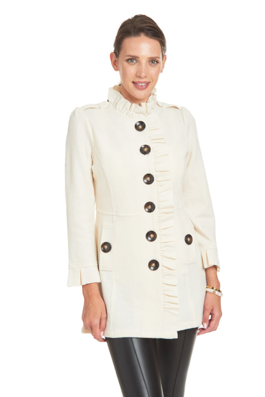 Front view of the Patty Kim Claudia Wool Coat - Cream