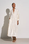 Front view of the Elan Beachcomber Maxi Dress - White/Gold