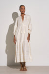 Front view of the Elan Beachcomber Maxi Dress - White/Gold