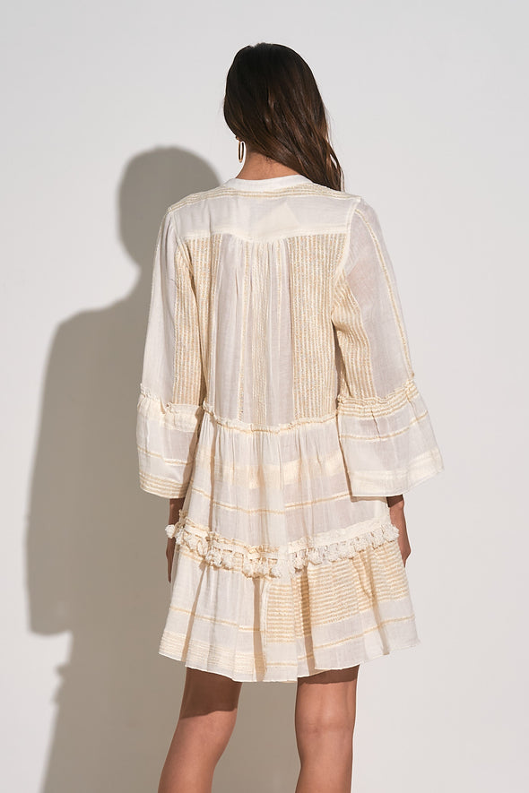Back view of the Elan Lana Dress - White/Gold