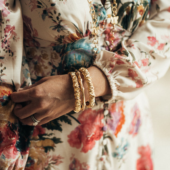 Model in the Susan Shaw Vintage Paris Bangle Bracelet