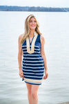 Cropped view of Sail To Sable Sleeveless Classic Knit Tunic - Navy/White Stripe