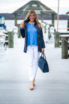 Outdoor model in the Ciao Milano Tess Anorak Jacket in Navy