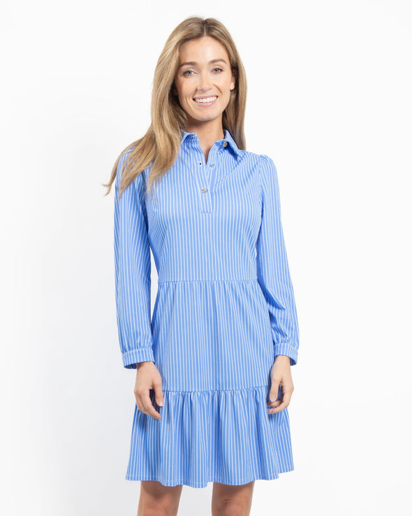 Jude Connally Henley Dress - Thin Stripe Periwinkle