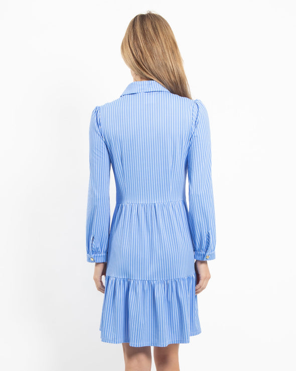 Jude Connally Henley Dress - Thin Stripe Periwinkle