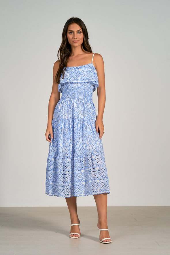 Full body front view of the Riviera Maxi Dress - Blue