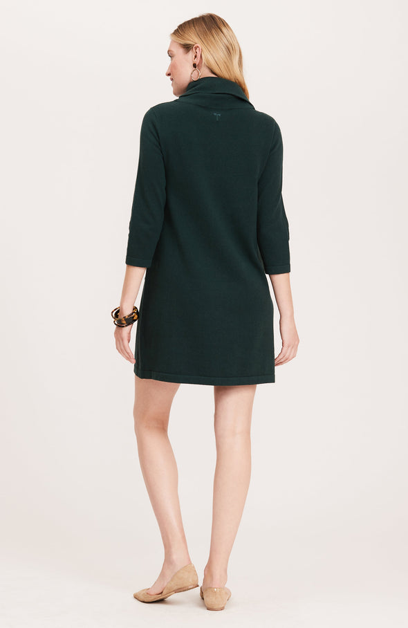 Back view of the Tyler Böe Kim Cowl Dress - Spruce Cotton Cashmere