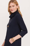 Side view of the Tyler Böe Kim Cowl Dress - Midnight Cotton Cashmere