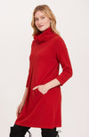 Side view of the Tyler Böe Kim Cowl Dress - Crimson Cotton Cashmere