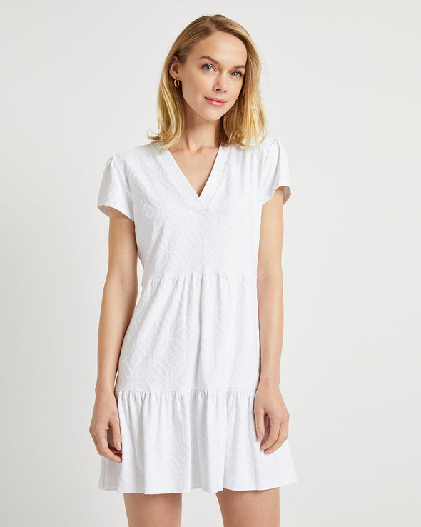 Front view of Jude Connally Gabriella Dress in Grand Links White