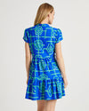 Back view of Jude Connally Ginger Dress in Bamboo Lattice Cobalt/Grass