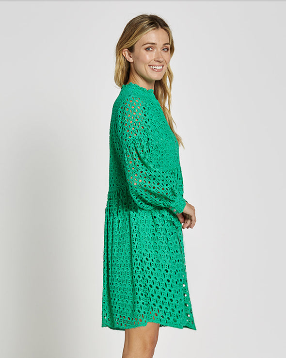 Side view of Jude Connally Gloria Dress in Clover Green