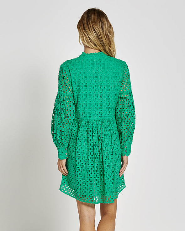 Back view of Jude Connally Gloria Dress in Clover Green