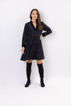Full body view of Sail To Sable Flare Tunic Dress - Black/Velvet