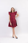 Full body view of the Sail To Sable Tartans Dress - Red Plaid