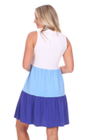 Back view of Duffield Lane Harriet Dress - Blue Colorblock