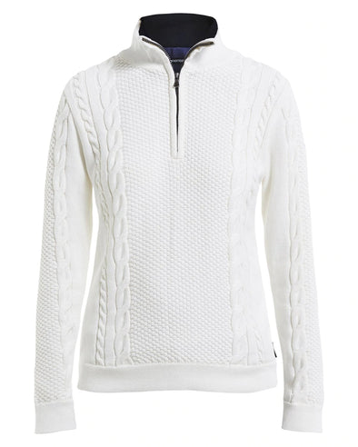 Flat view of the Holebrook Annika T-Neck Windproof Sweater - Off White