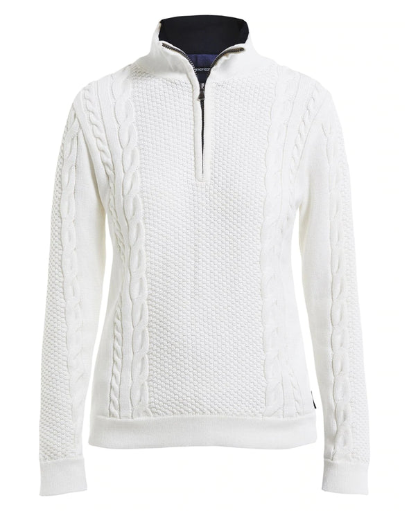 Flat view of the Holebrook Annika T-Neck Windproof Sweater - Off White