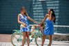 Outdoor model in the French Connection Demi Dress - Chalk Blue