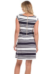 Back view of Duffield Lane Hackley Dress - Navy/White Stripe