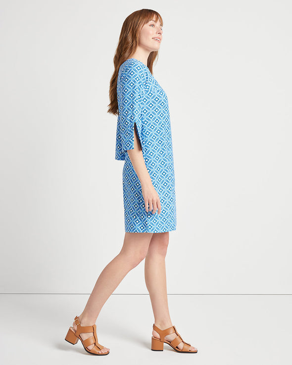 Side view of Jude Connally Megan Dress in Poolside Tile Peri