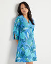 Close up front view of Jude Connally floral 3/4 sleeve dress